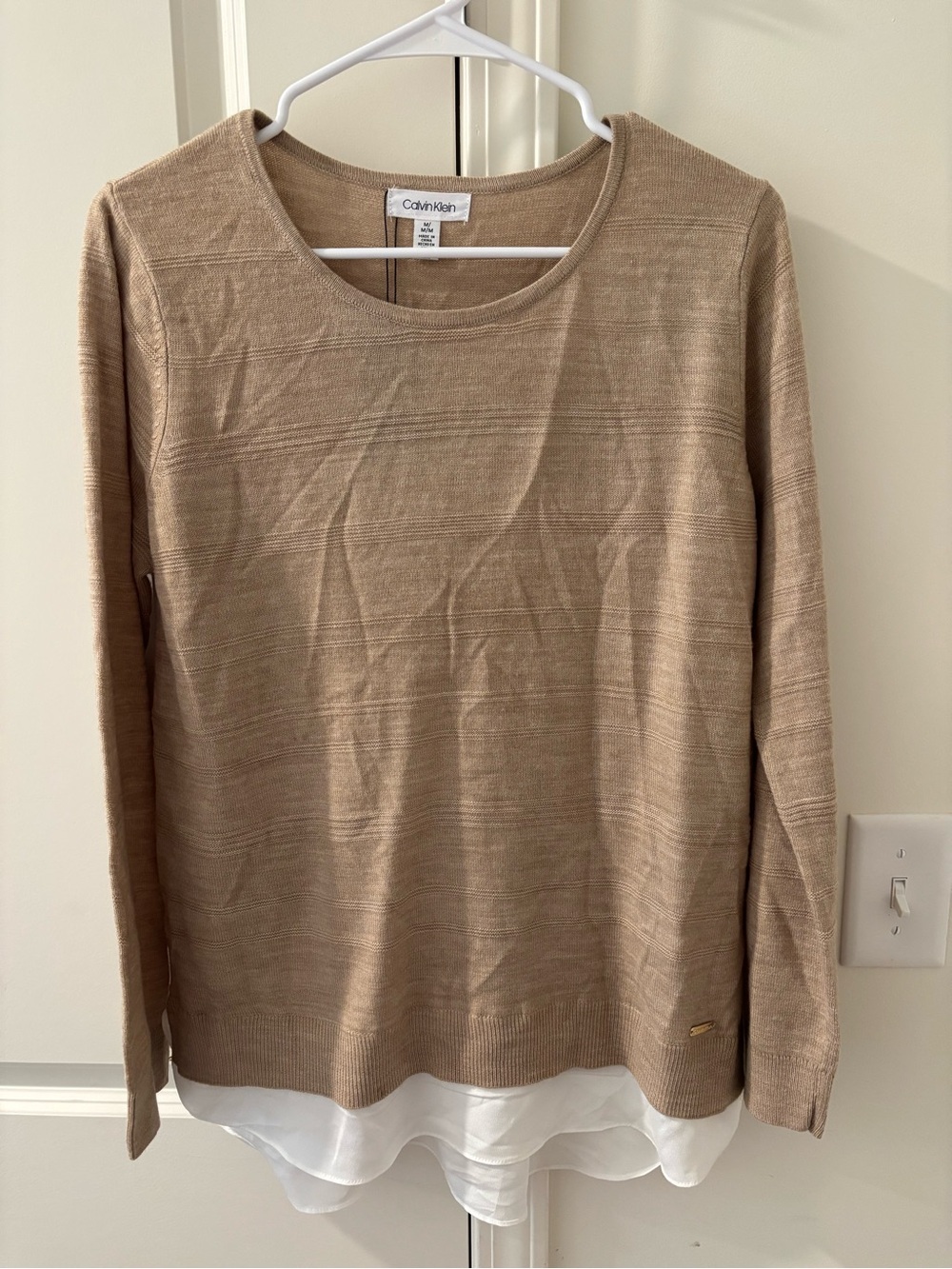 Calvin Klein Beige Layered Long Sleeve Top